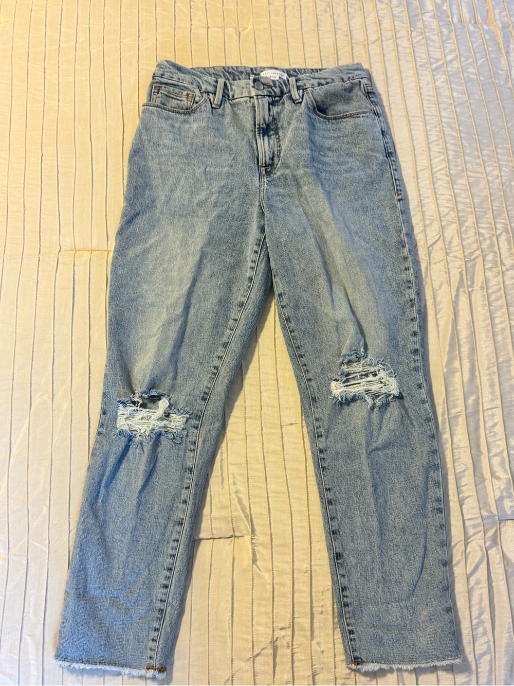Good American Light Blue Distressed Boyfriend Jeans